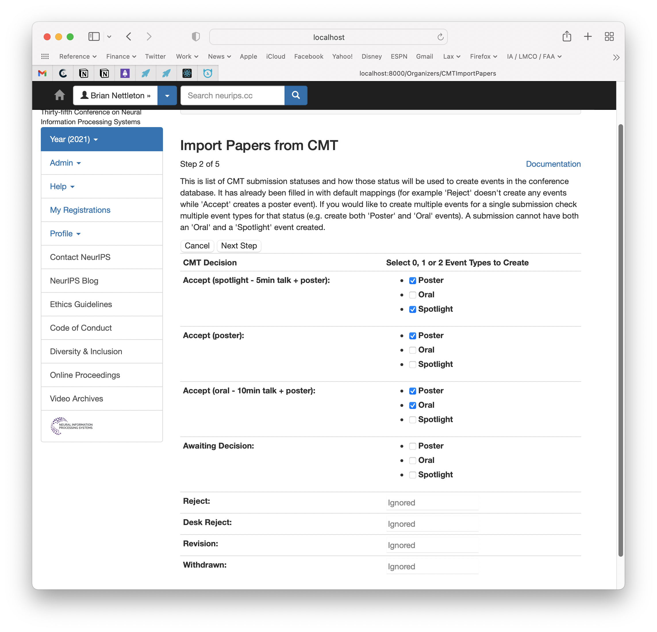 Import Papers from CMT or OpenReview Wiki.EventHosts NeurIPS/ICML